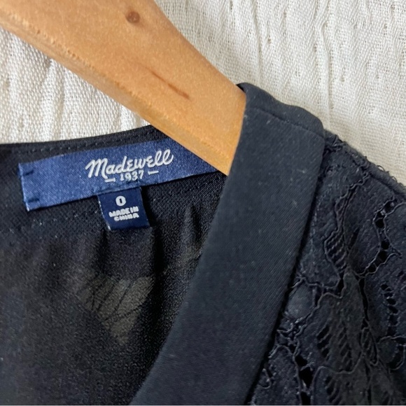 Madewell Black Lace Insert Anywhere Mini Fit and Flare Dress, Size 0 - Picture 7 of 7